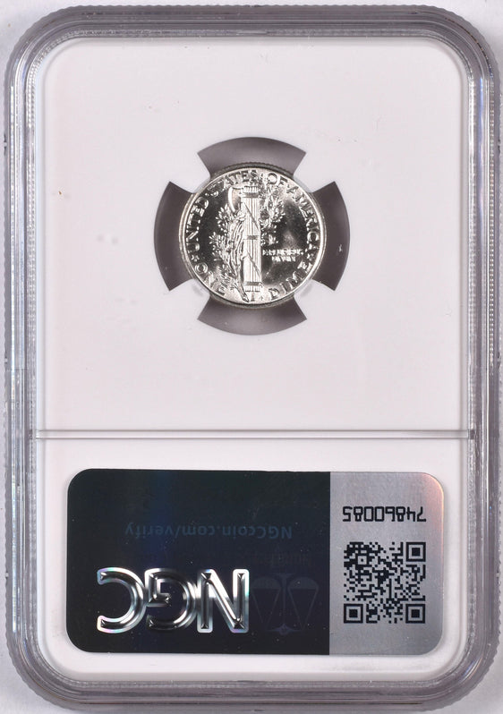 Mercury Dime - NGC MS65 FB - Bag Fragment - Stock Photo
